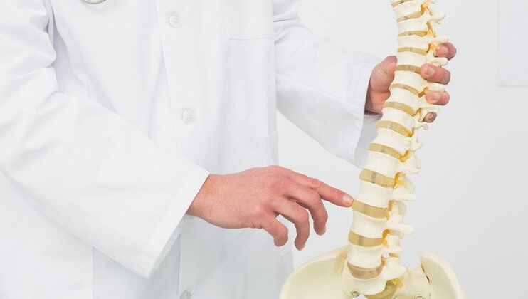 Le médecin démontre le processus de développement de l'ostéochondrose